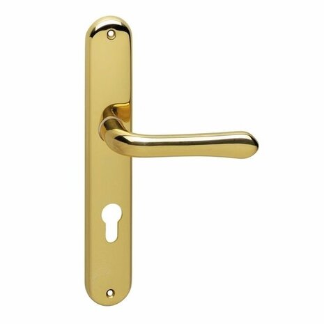 Intersteel Deurklink Saturnus op schild profielcilindergat 72 mm messing gelakt