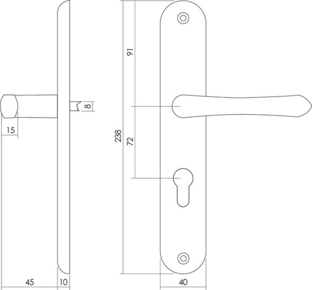 Intersteel Deurklink Saturnus op schild profielcilindergat 72 mm messing gelakt