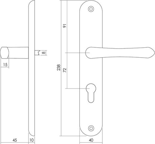 Intersteel Deurklink Saturnus op schild profielcilindergat 72 mm messing gelakt