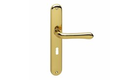 Intersteel Deurklink Saturnus op schild sleutelgat 56mm messing gelakt Intersteel Deurklink Saturnus op schild sleutelgat 56mm messing gelakt