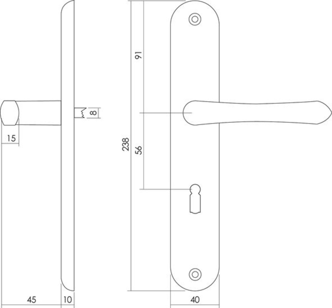 Intersteel Deurklink Saturnus op schild sleutelgat 56mm messing gelakt