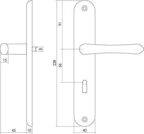 Intersteel Deurklink Saturnus op schild sleutelgat 56mm messing gelakt