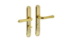 Intersteel Deurklink Saturnus op schild wc slot 63 mm messing gelakt