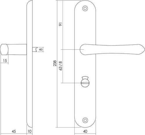 Intersteel Deurklink Saturnus op schild wc slot 63 mm messing gelakt Intersteel Deurklink Saturnus op schild wc slot 63 mm messing gelakt