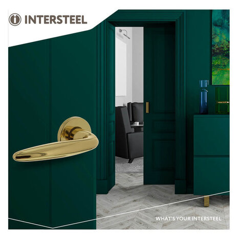 Intersteel Deurklink sigaar op rozet messing gelakt Intersteel Deurklink sigaar op rozet messing gelakt