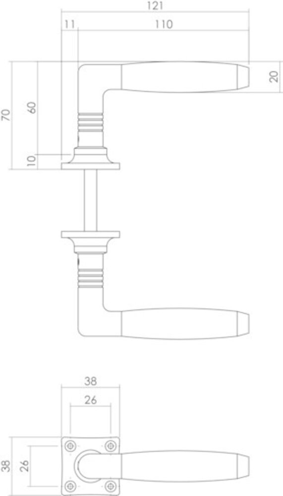 Intersteel Deurklink ton basic nikkel vierkant rozet Intersteel Deurklink ton basic nikkel vierkant rozet