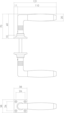 Intersteel Deurklink ton basic nikkel vierkant rozet Intersteel Deurklink ton basic nikkel vierkant rozet