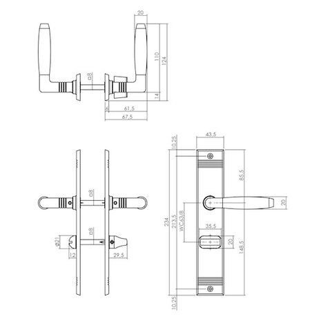 Intersteel Deurklink Ton basic schild mat nikkel wc63/8mm