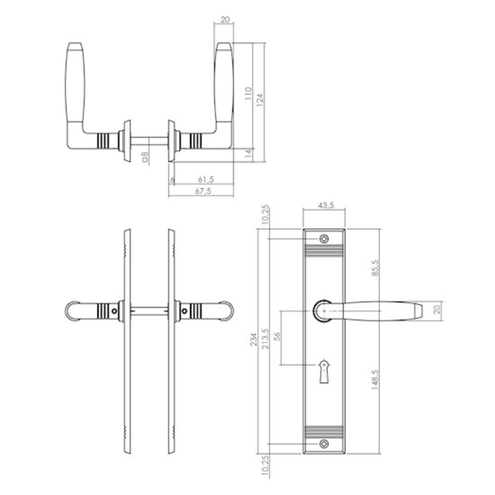 Intersteel Deurklink Ton basic schild nikkel sleutelgat 56mm