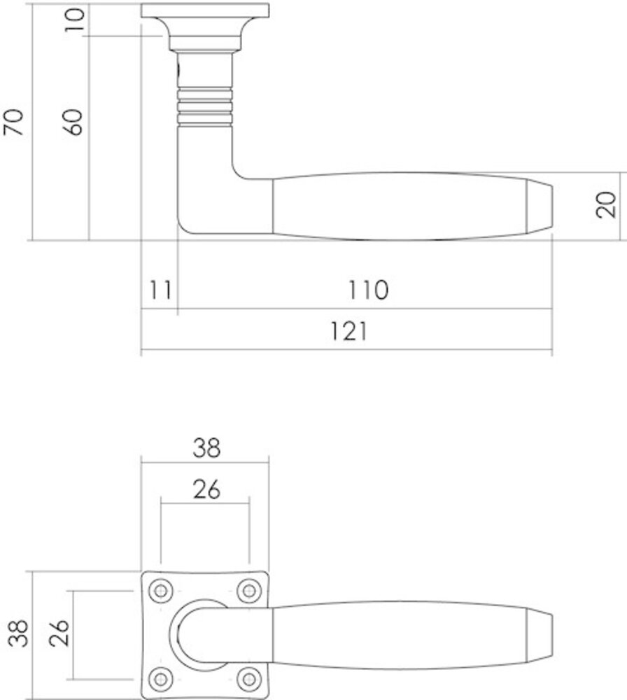 Intersteel Deurklink ton basic vierkant rozet mat nikkel - ebbenhout