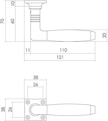 Intersteel Deurklink ton basic vierkant rozet mat nikkel - ebbenhout