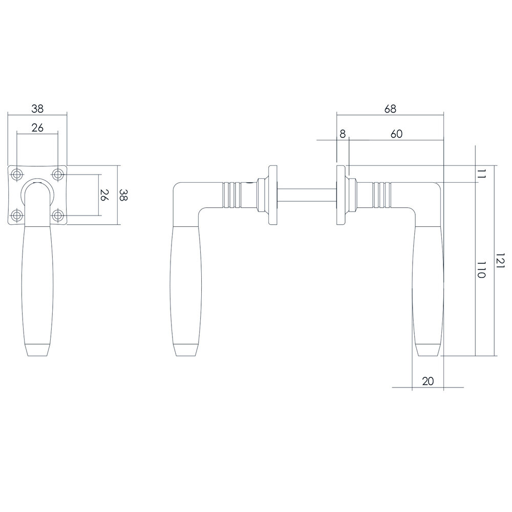 Intersteel Deurklink ton palissander met vierkant rozet nikkel