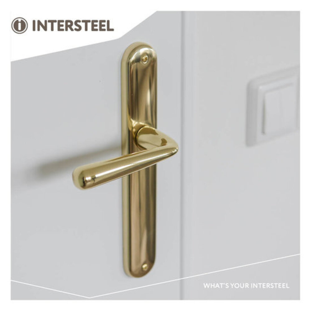 Intersteel Deurklink yvonne op schild blind messing gelakt Intersteel Deurklink yvonne op schild blind messing gelakt