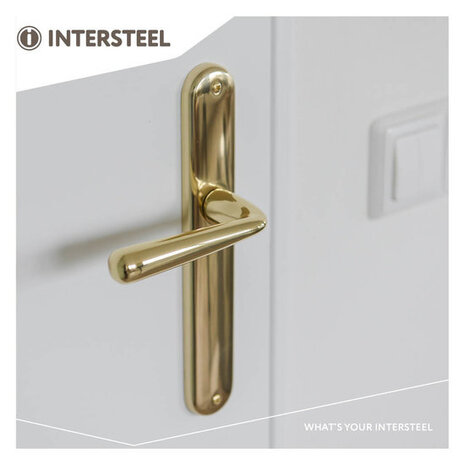 Intersteel Deurklink yvonne op schild blind messing gelakt Intersteel Deurklink yvonne op schild blind messing gelakt