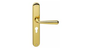 Intersteel Deurklink yvonne op schild profielcilindergat 55 mm messing gelakt Intersteel Deurklink yvonne op schild profielcilindergat 55 mm messing gelakt