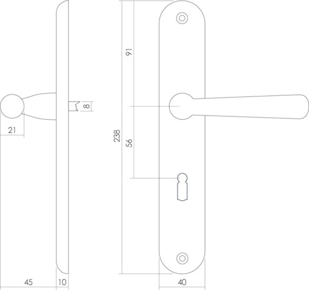Intersteel Deurklink yvonne op schild sleutelgat 56 mm messing gelakt