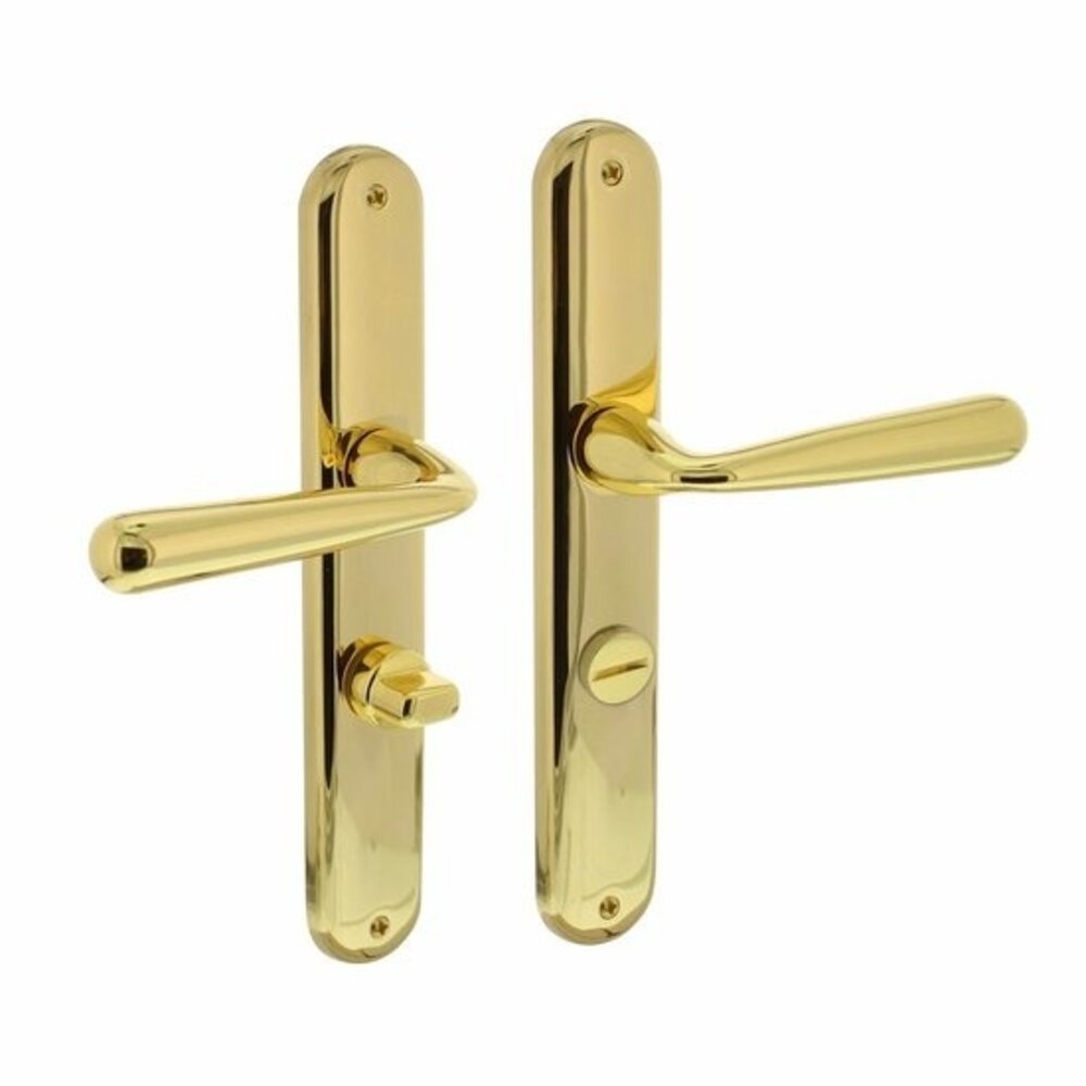 Intersteel Deurklink yvonne op schild wc slot 63 mm messing gelakt