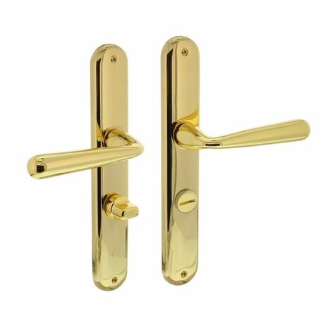 Intersteel Deurklink yvonne op schild wc slot 63 mm messing gelakt