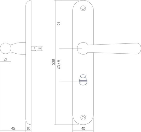 Intersteel Deurklink yvonne op schild wc slot 63 mm messing gelakt