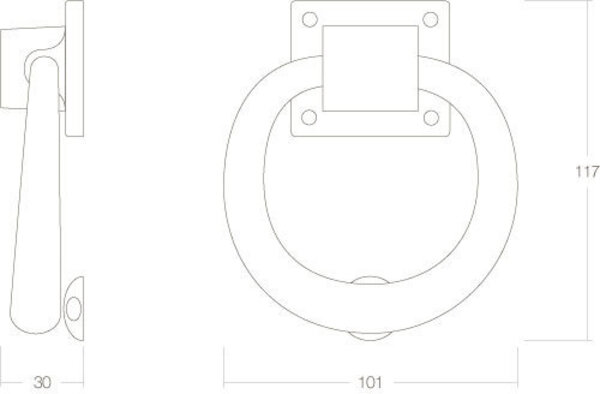 Intersteel Deurklopper rond 107mm messing gelakt