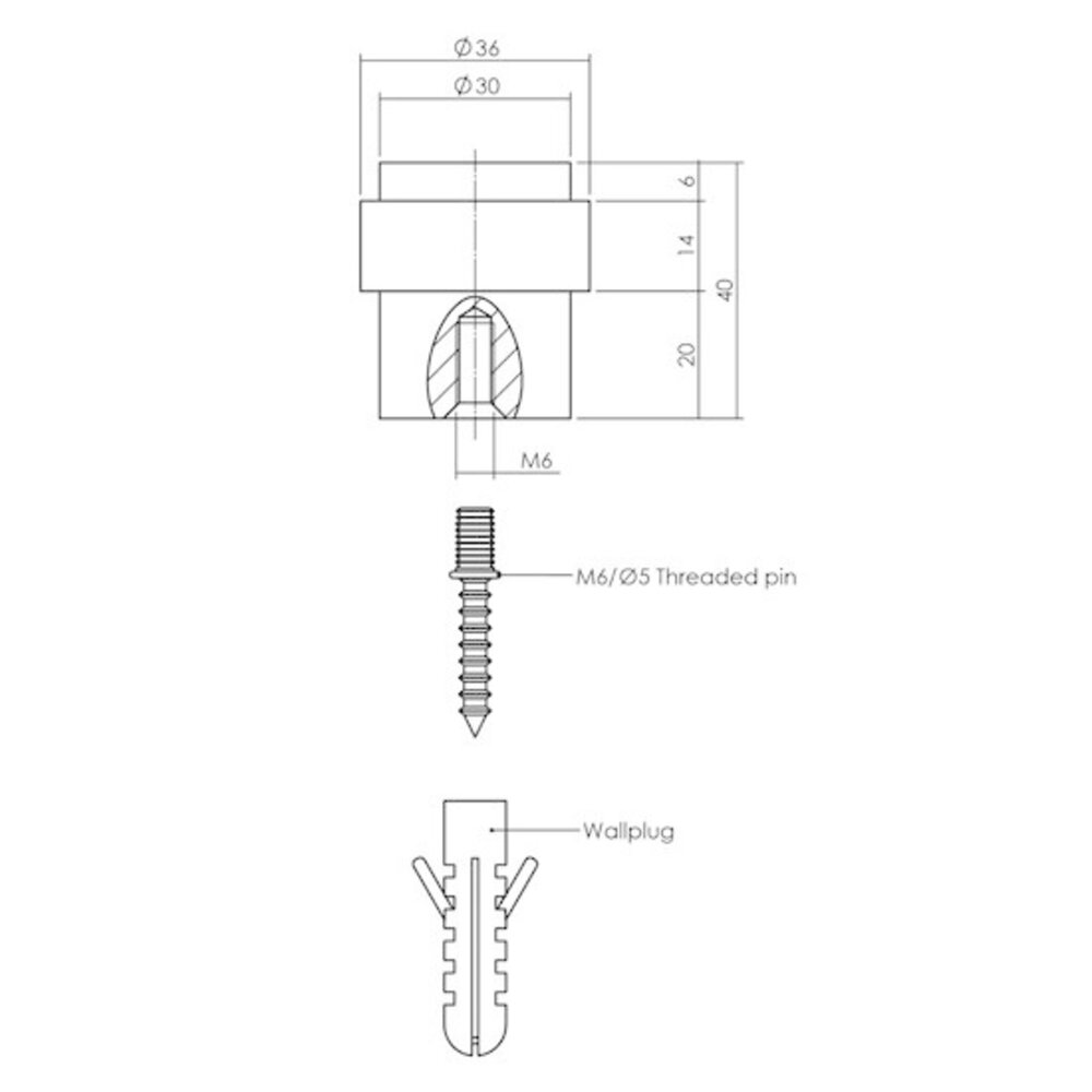Intersteel Deurstopper rvs zwart vloermontage 30 mm Intersteel Deurstopper rvs zwart vloermontage 30 mm