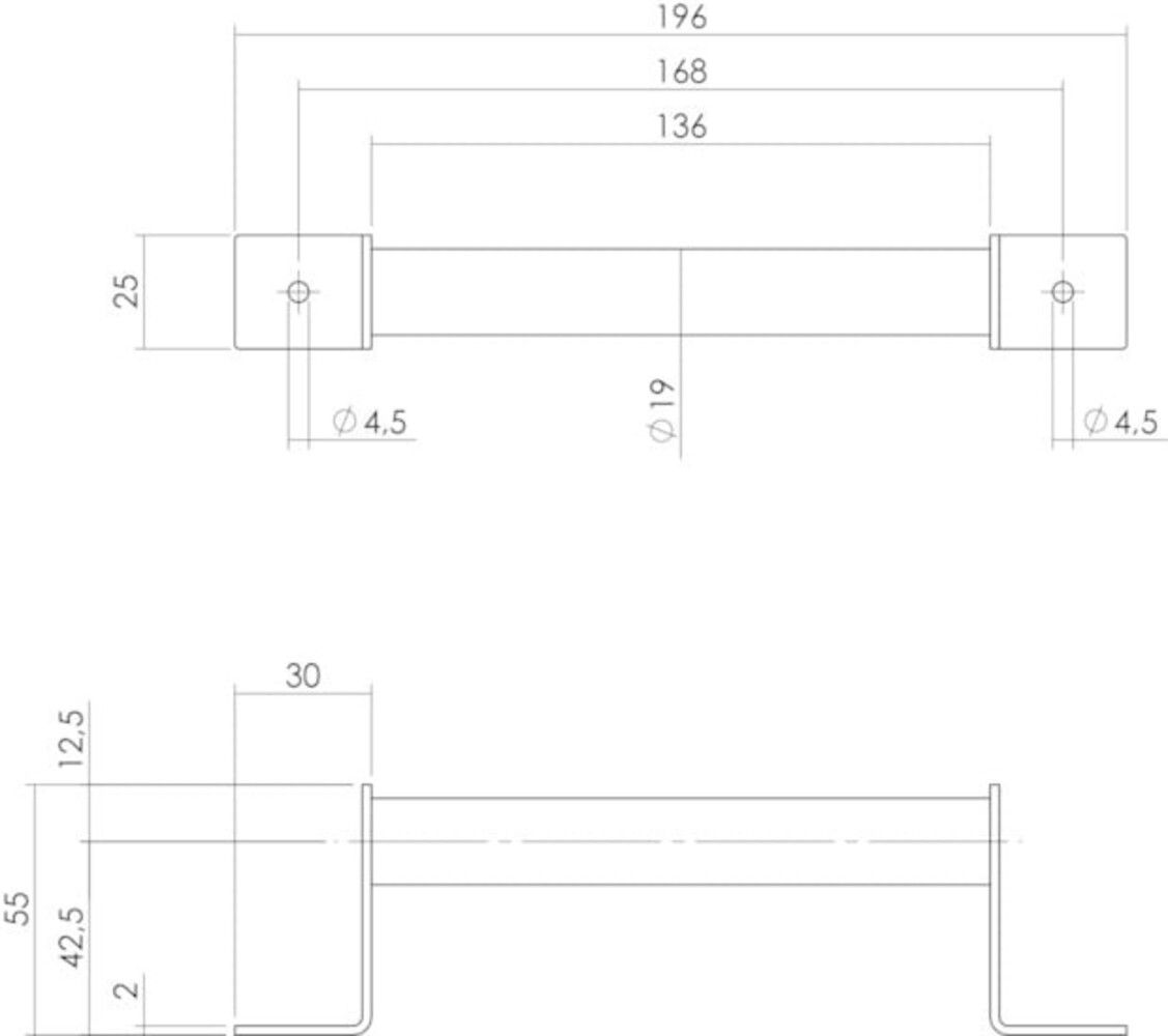 Intersteel Handgreep mat zwart 196 x 25 mm Intersteel Handgreep mat zwart 196 x 25 mm