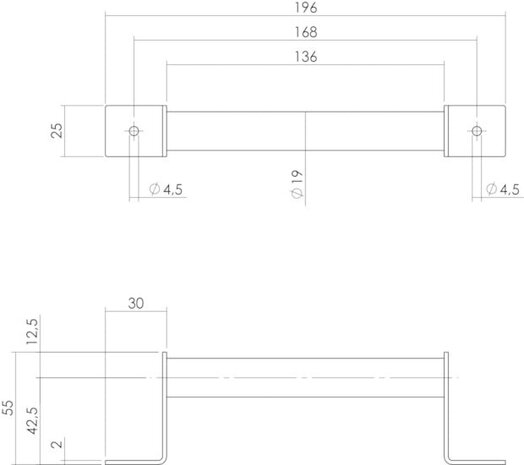 Intersteel Handgreep mat zwart 196 x 25 mm Intersteel Handgreep mat zwart 196 x 25 mm