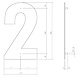 Intersteel Huisnummer 2 xl hoogte 30 cm rvs/mat zwart