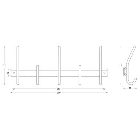 Intersteel Kapstok 5 haken zwart Intersteel Kapstok 5 haken zwart