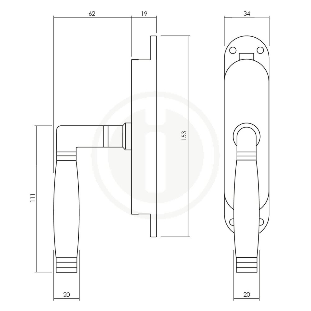 Intersteel Klink-espagnolet links ton 222 met stangenset 2x 1250 mm nikkel/ebbenhout Intersteel Klink-espagnolet links ton 222 met stangenset 2x 1250 mm nikkel/ebbenhout