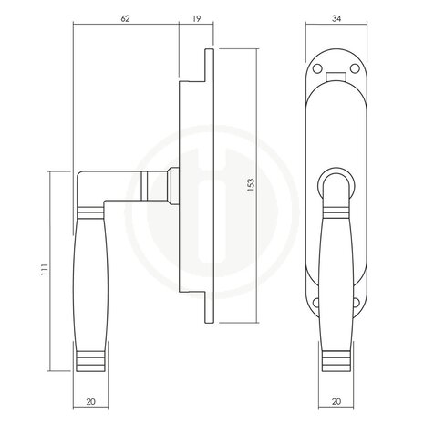 Intersteel Klink-espagnolet links ton 222 met stangenset 2x 1250 mm nikkel/ebbenhout Intersteel Klink-espagnolet links ton 222 met stangenset 2x 1250 mm nikkel/ebbenhout