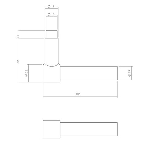 Intersteel Klink-espagnolet rechts l-recht met stangenset 2x 1245 mm geborsteld rvs Intersteel Klink-espagnolet rechts l-recht met stangenset 2x 1245 mm geborsteld rvs