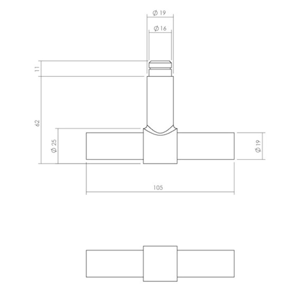 Intersteel Klink-espagnolet rechts t-recht met stangenset 2x 1245 mm geborsteld rvs Intersteel Klink-espagnolet rechts t-recht met stangenset 2x 1245 mm geborsteld rvs
