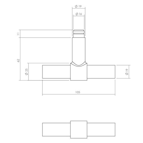 Intersteel Klink-espagnolet rechts t-recht met stangenset 2x 1245 mm geborsteld rvs Intersteel Klink-espagnolet rechts t-recht met stangenset 2x 1245 mm geborsteld rvs