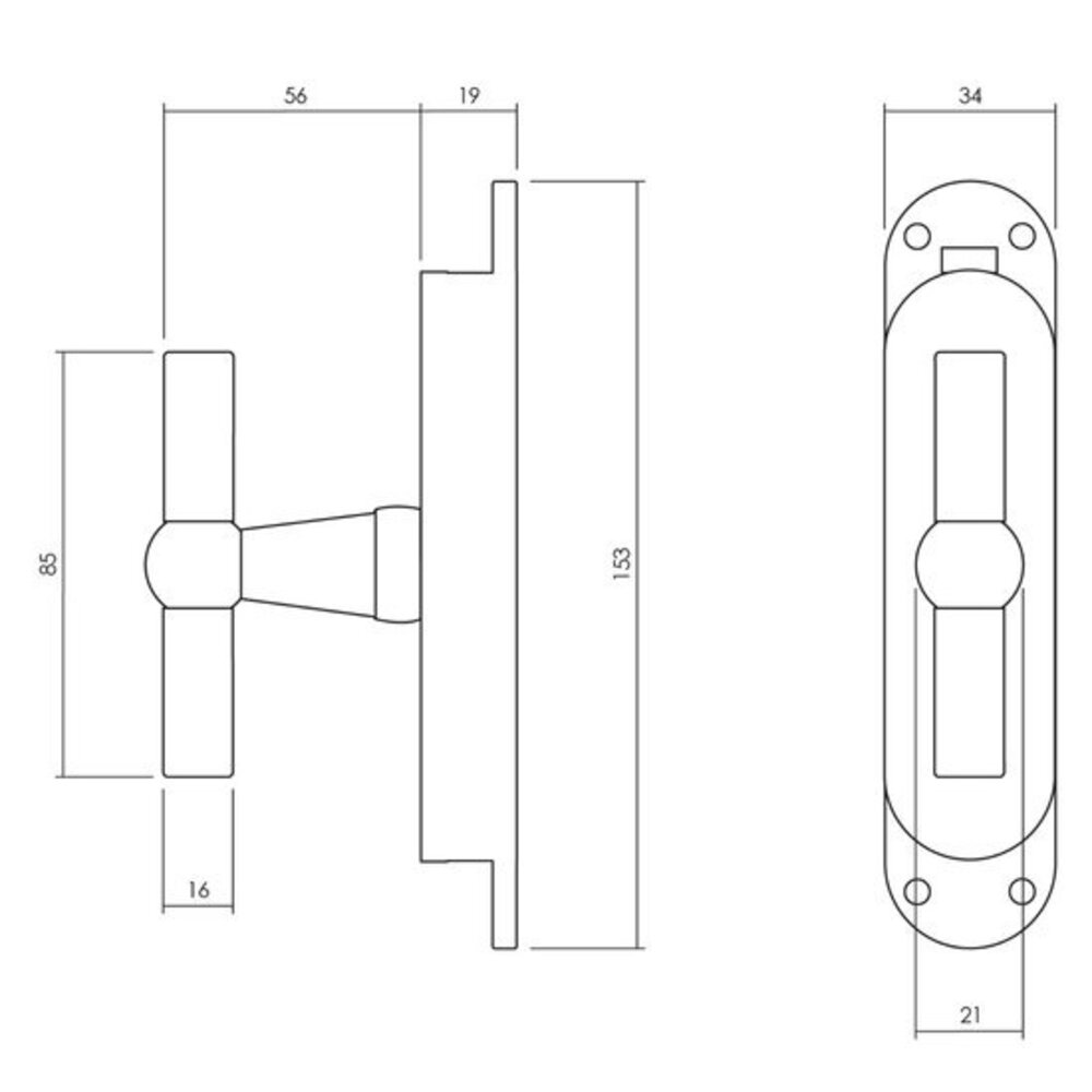 Intersteel Klink-espagnolet t-klink met stangenset 2 x 1250 mm verchroomd Intersteel Klink-espagnolet t-klink met stangenset 2 x 1250 mm verchroomd
