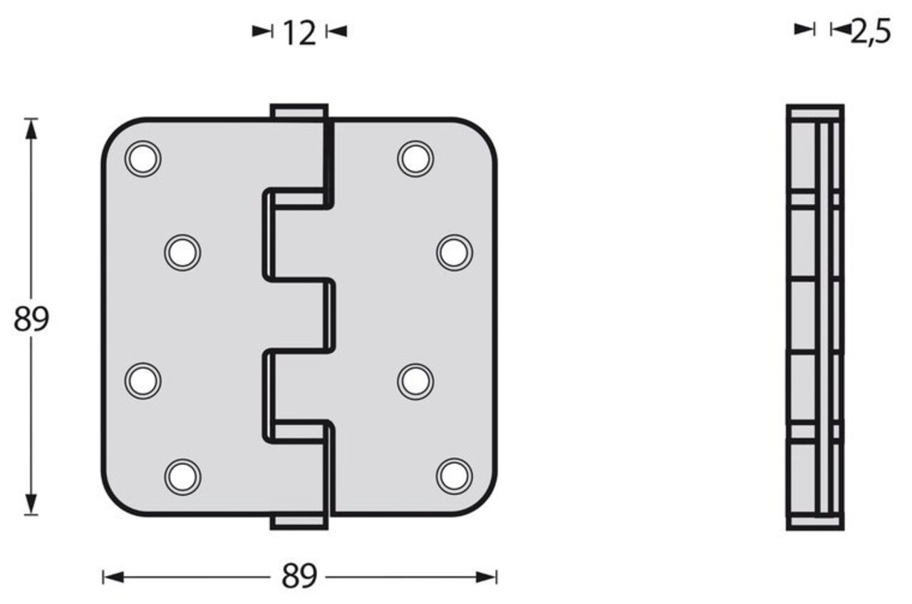 Intersteel Kogellagerscharnier geborsteld rvs afgerond tot 70 kilo