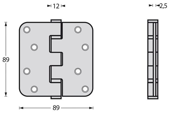 Intersteel Kogellagerscharnier geborsteld rvs afgerond tot 70 kilo