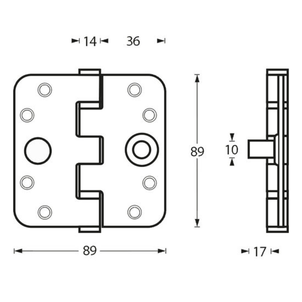 Intersteel Kogellagerscharnier SKG3 geborsteld rvs afgerond tot 80 kilo Intersteel Kogellagerscharnier SKG3 geborsteld rvs afgerond tot 80 kilo