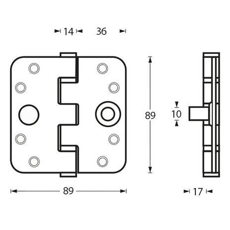 Intersteel Kogellagerscharnier SKG3 geborsteld rvs afgerond tot 80 kilo Intersteel Kogellagerscharnier SKG3 geborsteld rvs afgerond tot 80 kilo