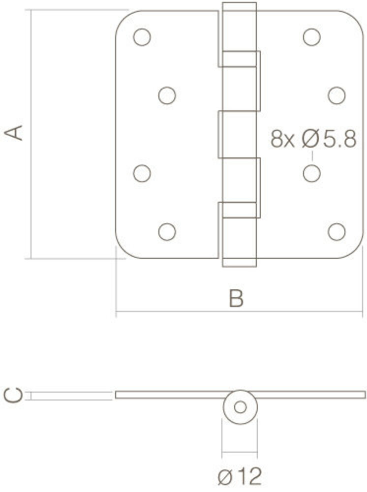 Intersteel Kogellagerscharnier geborsteld rvs recht tot 100 kilo Intersteel Kogellagerscharnier geborsteld rvs recht tot 100 kilo