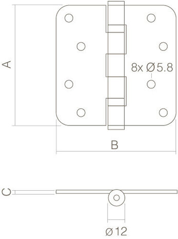 Intersteel Kogellagerscharnier geborsteld rvs recht tot 100 kilo Intersteel Kogellagerscharnier geborsteld rvs recht tot 100 kilo