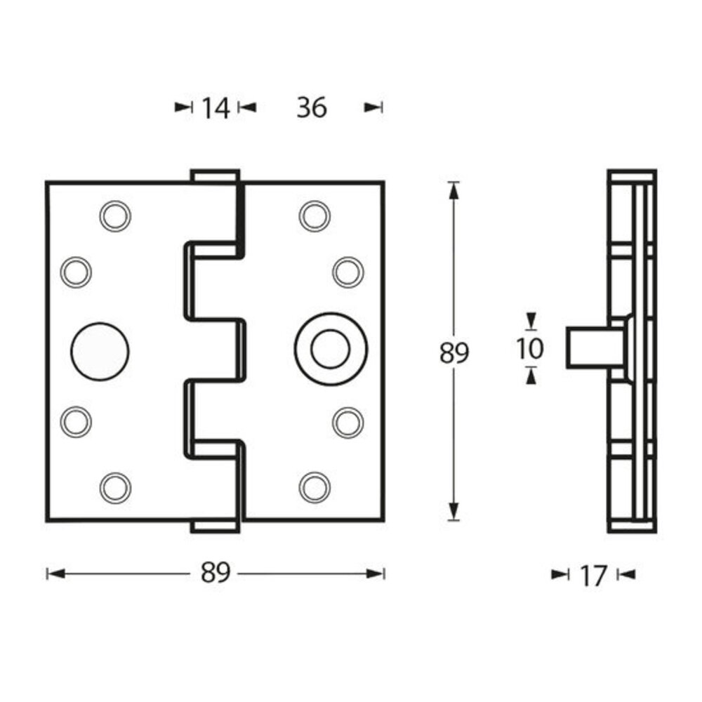 Intersteel Kogellagerscharnier SKG3 geborsteld RVS recht tot 80 kilo Intersteel Kogellagerscharnier SKG3 geborsteld RVS recht tot 80 kilo