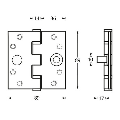 Intersteel Kogellagerscharnier SKG3 geborsteld RVS recht tot 80 kilo Intersteel Kogellagerscharnier SKG3 geborsteld RVS recht tot 80 kilo
