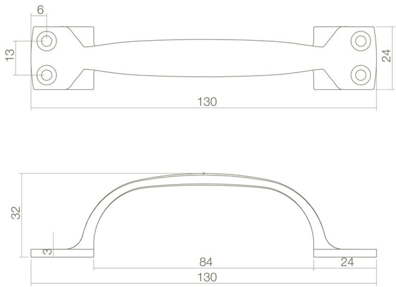 Intersteel Meubelgreep Haags model 130mm ongelakt messing Intersteel Meubelgreep Haags model 130mm ongelakt messing
