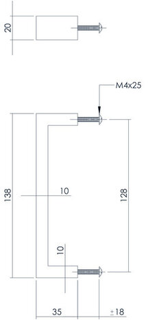 Intersteel Meubelgreep rechthoek 138mm boormaat 128mm geborsteld RVS Intersteel Meubelgreep rechthoek 138mm boormaat 128mm geborsteld RVS