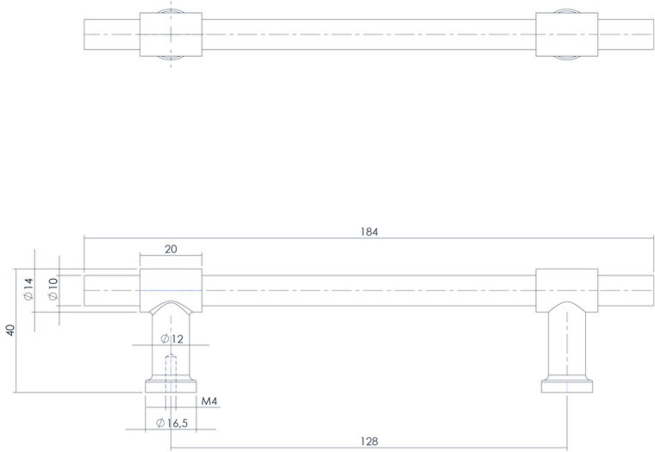Intersteel Meubelgreep t-vorm recht 184mm geborsteld RVS Intersteel Meubelgreep t-vorm recht 184mm geborsteld RVS