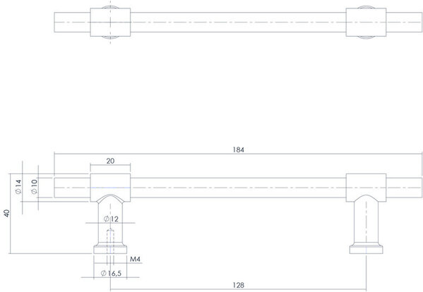 Intersteel Meubelgreep t-vorm recht 184mm geborsteld RVS Intersteel Meubelgreep t-vorm recht 184mm geborsteld RVS