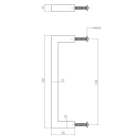 Intersteel Meubelgreep zwart vierkant 140 mm Intersteel Meubelgreep zwart vierkant 140 mm