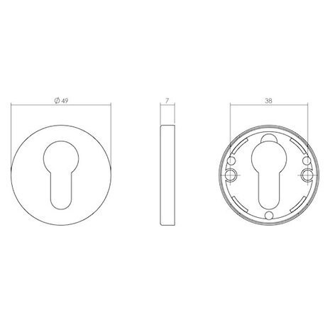 Intersteel Profielcilindergat rond rozet verdekt kunststof messing gelakt Intersteel Profielcilindergat rond rozet verdekt kunststof messing gelakt