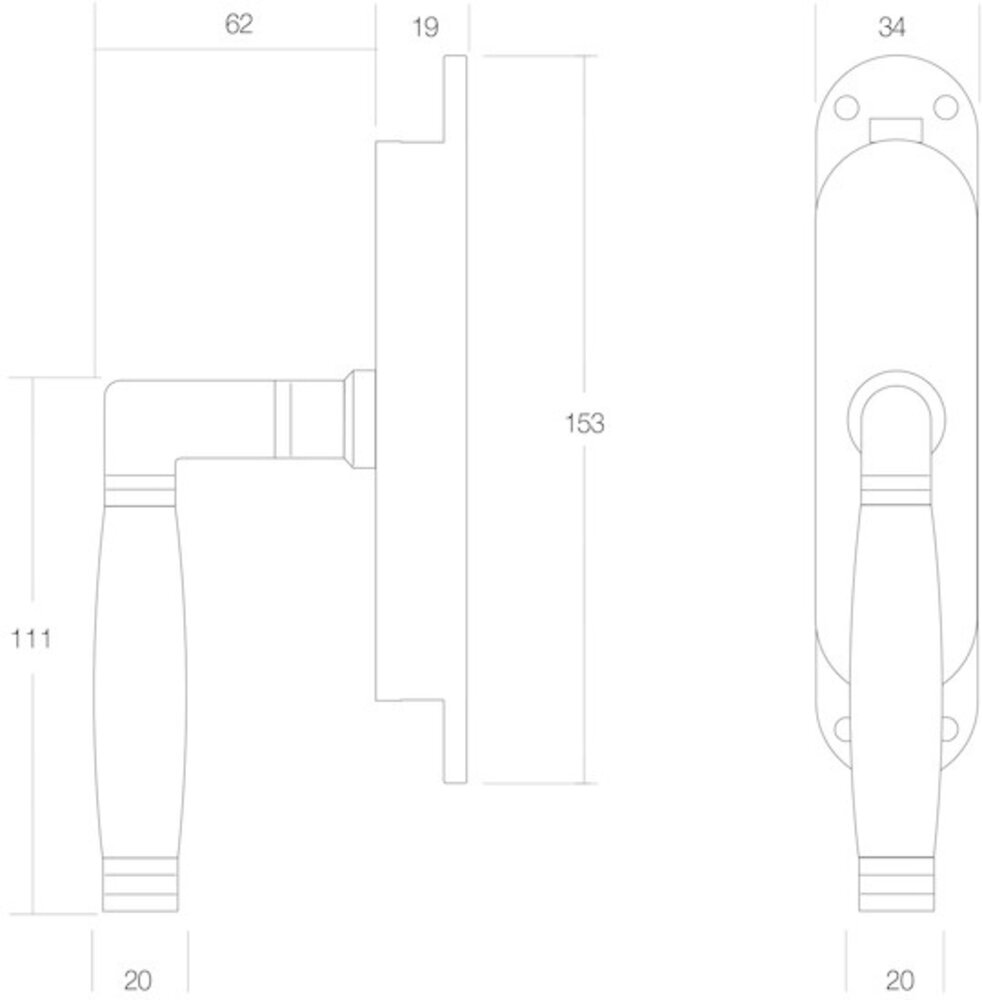 Intersteel Raamespagnolet ton 222 links mat nikkel/ebbenhout